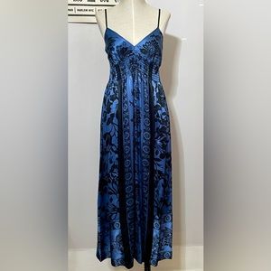 NWT Halé Bob 100% Silk Spaghetti Strap Blue Floral Dress in Size S